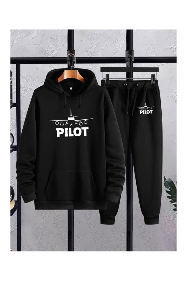 Plus Size Hooded Tracksuit Set - Top and Bottom