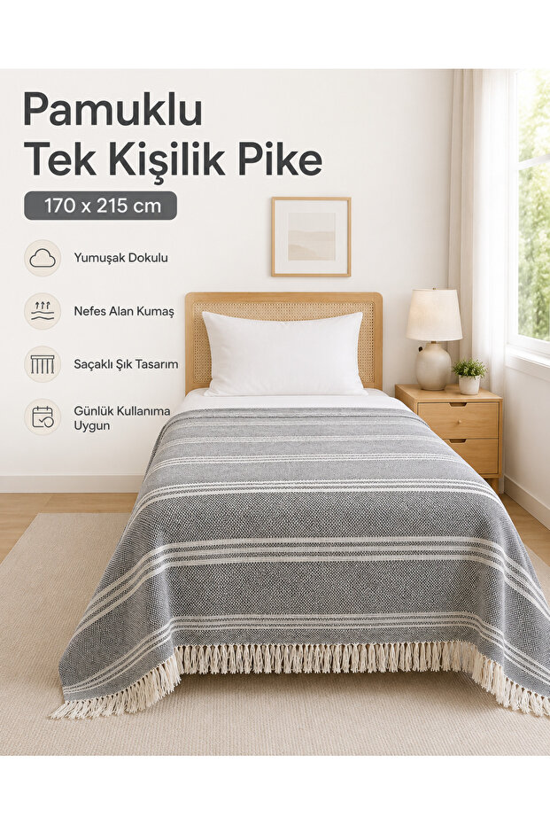 170X210 cm Single Pique Bedspread – Lightweight, Stylish, and Suitable for Daily Use