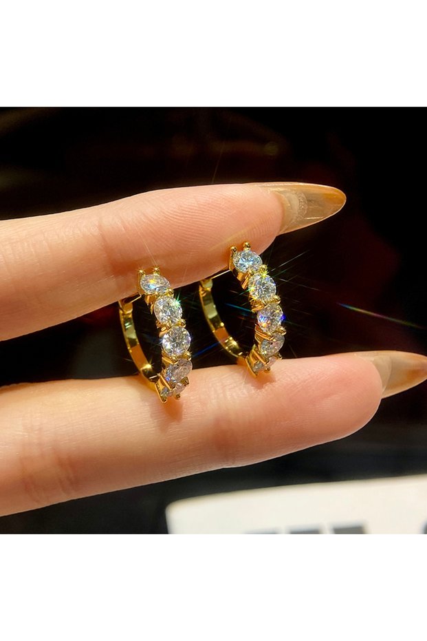 Golden 1.5 carat Moissanite GRA 1.5ct Real Certified Moissanite Diamond Anniversary Earrings for Wom