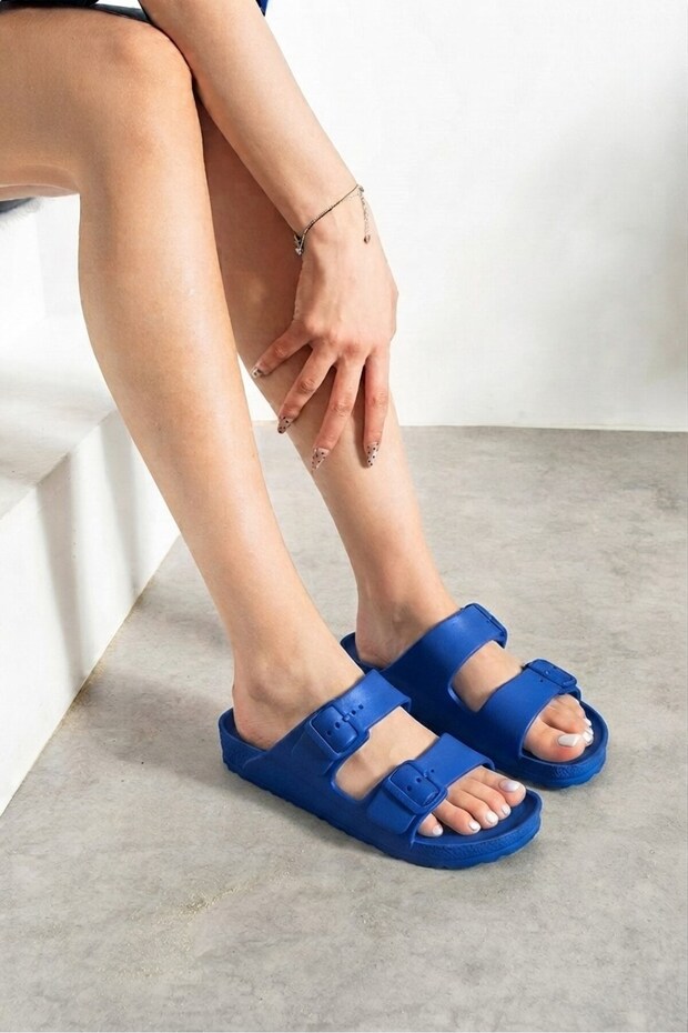 Unisex Slippers Double-Strapped Buckle Adjustable Lightweight Comfortable Flexible Soft Sandals 133
