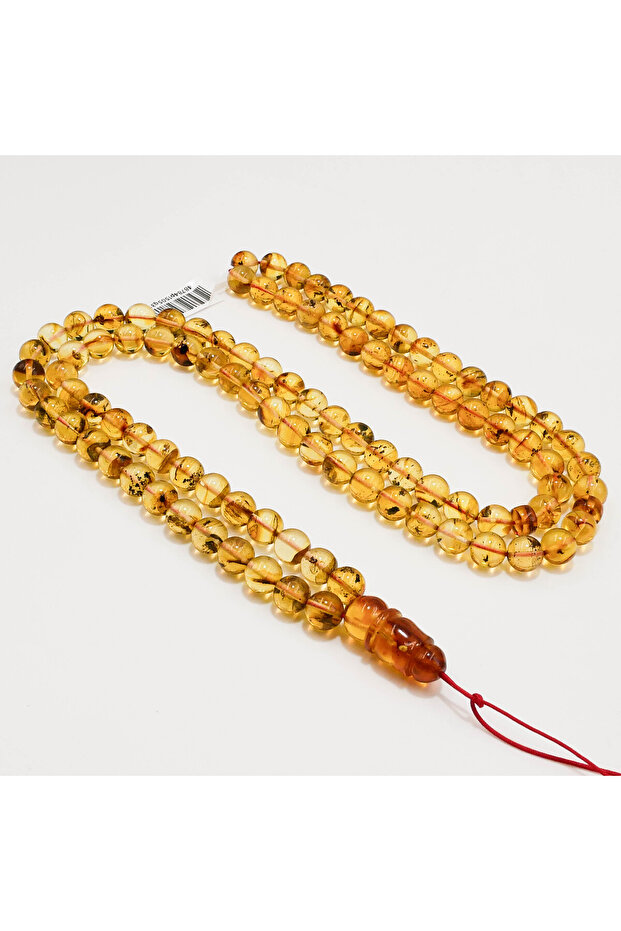 Natural Baltic Amber Hashari Rosary – 99 Beads 9mm Round Prayer Tasbih 43g