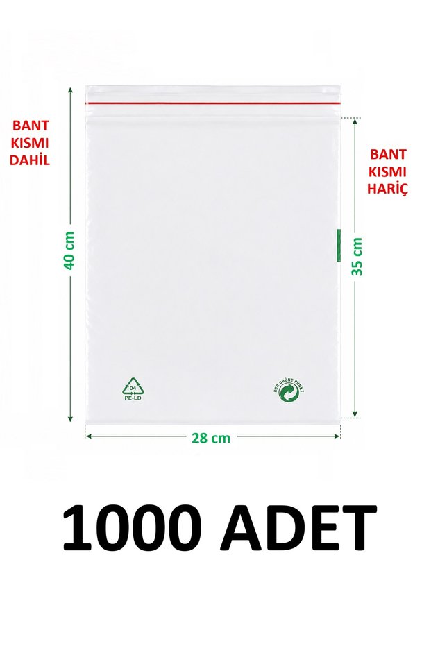 1000 Pieces 28X35+5 cm Transparent Green Recyclable Adhesive Nylon Bag 28X40 Green Recycle Bag