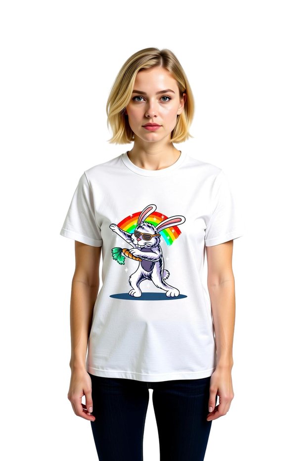 Dancing Rabbit with Sunglasses Printed Women's T-Shirt