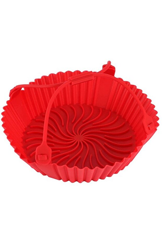 Silicone mold for air fryer, with handle, heat resistant, blue.