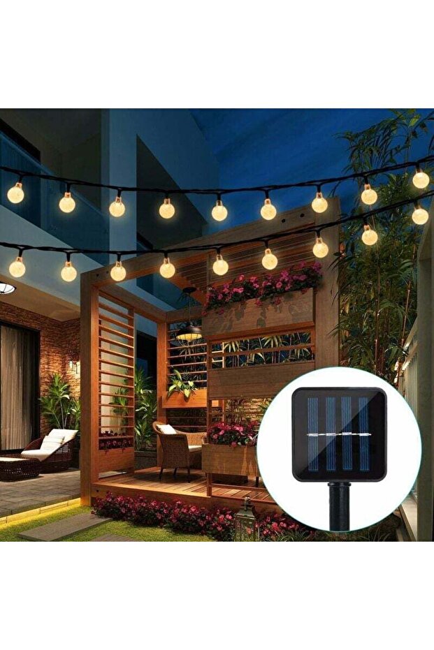 6.5m Solar String Lights with 30 Waterproof Crystal Balls – 8 Lighting Modes – High-Efficiency Solar Panel – Outdoor Decorative Lighting