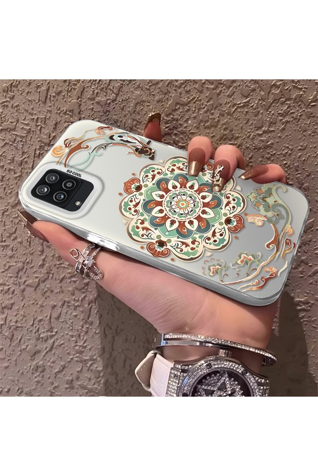 Samsung Galaxy A12/M12 Compatible Traditional Dunhuang Motif Silicone Phone Case, Shockproof