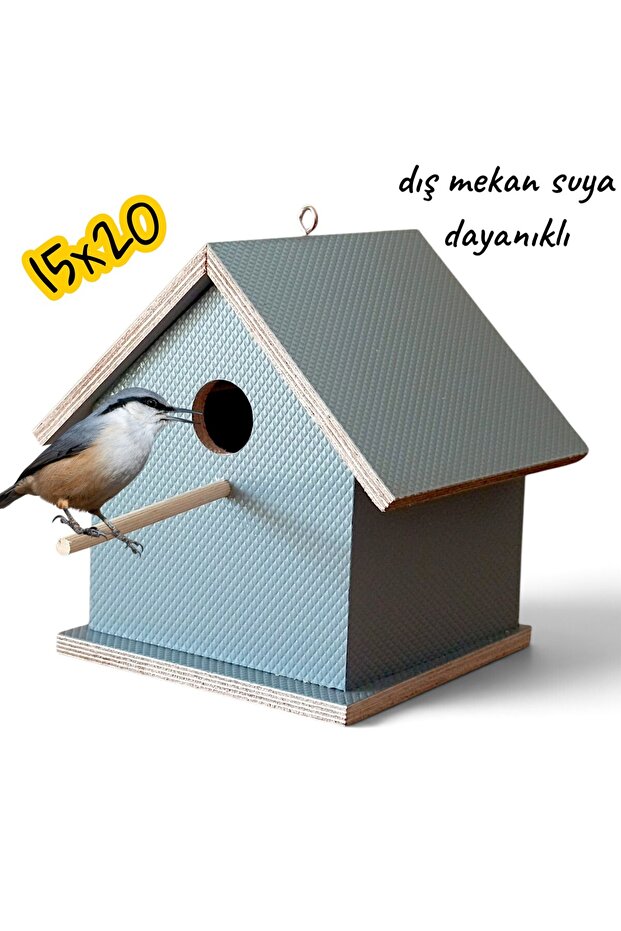Ahşaş Beech Bird Nest Bird House Outdoor (Rain, Snow) Resistant 15X20