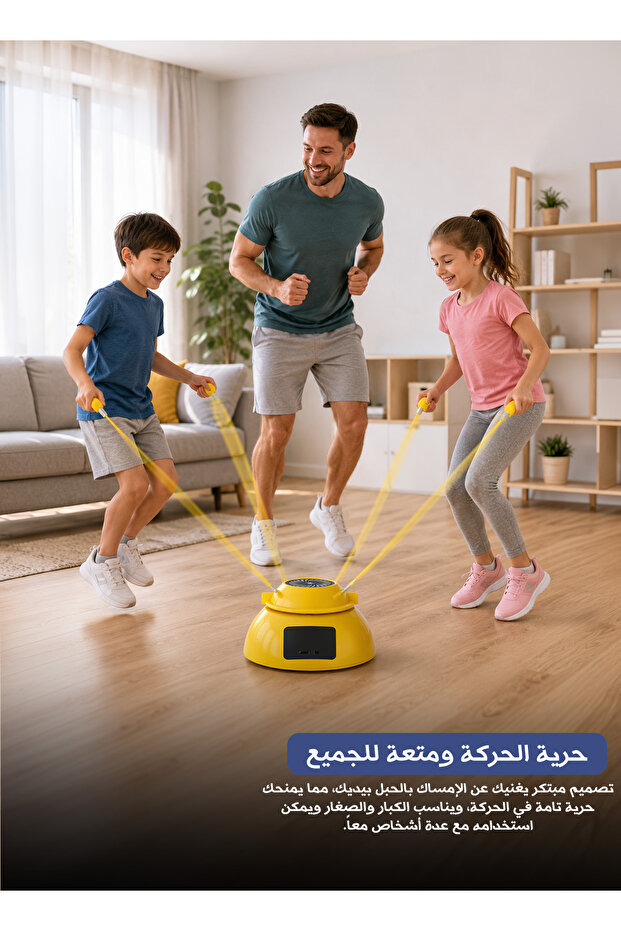 جهاز ذكي أوتوماتيكي للقفز بالحبل مع جهاز تحكم عن بعد، قاعدة مثقلة، سرعات متعددة وعداد للتمارين