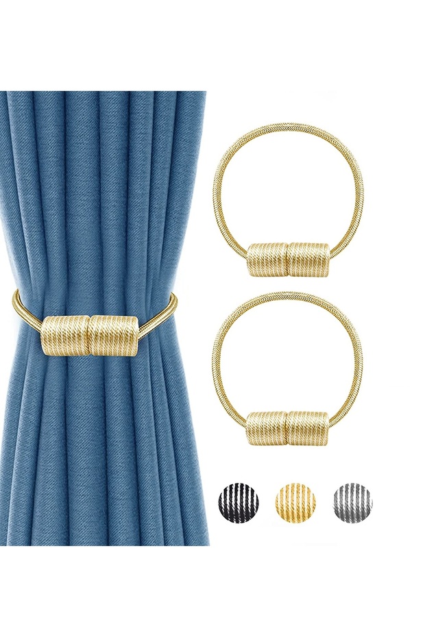 Magnetic Curtain Tiebacks 1 Pair Curtain Straps Strong Magnetic Curtain Holder Buckle hooks for Home Sheer Blackout Drapes Blind Curtains Decorations Accessories سِتَارَة (2,PCS)