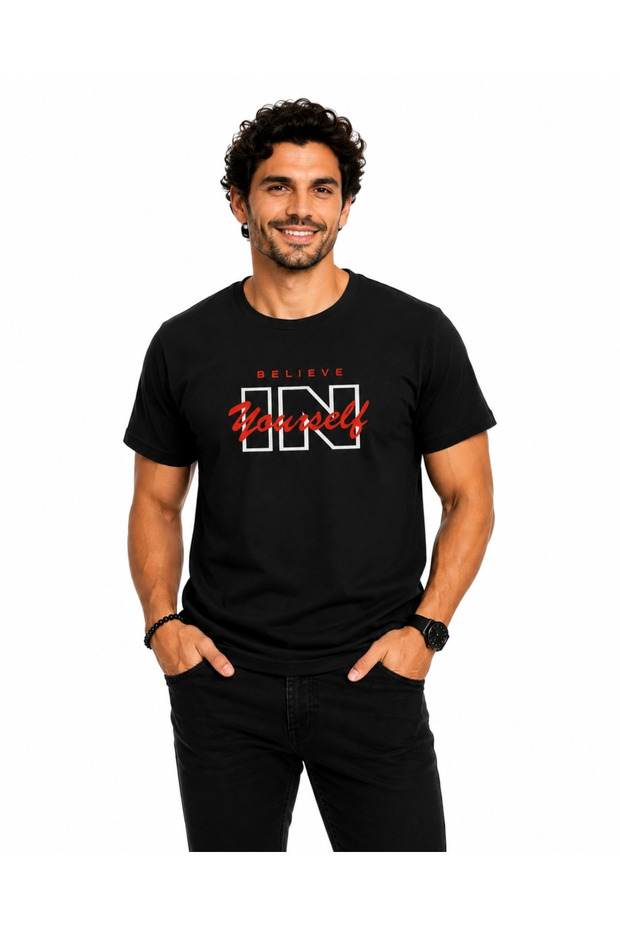 Believe in Yourself Premium Unisex T-Shirt 100% Cotton Modern Black T-Shirt
