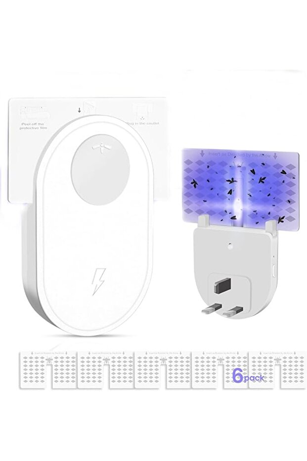 DL&3UP Indoor Plug in Mosquito Killer with 6Pcs Replaceable Core Sticky Trap UV Light Flying Insect