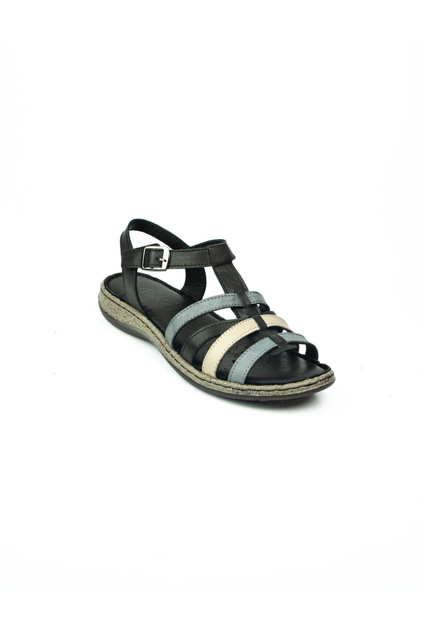 1750 Black Leather Women's Sandals