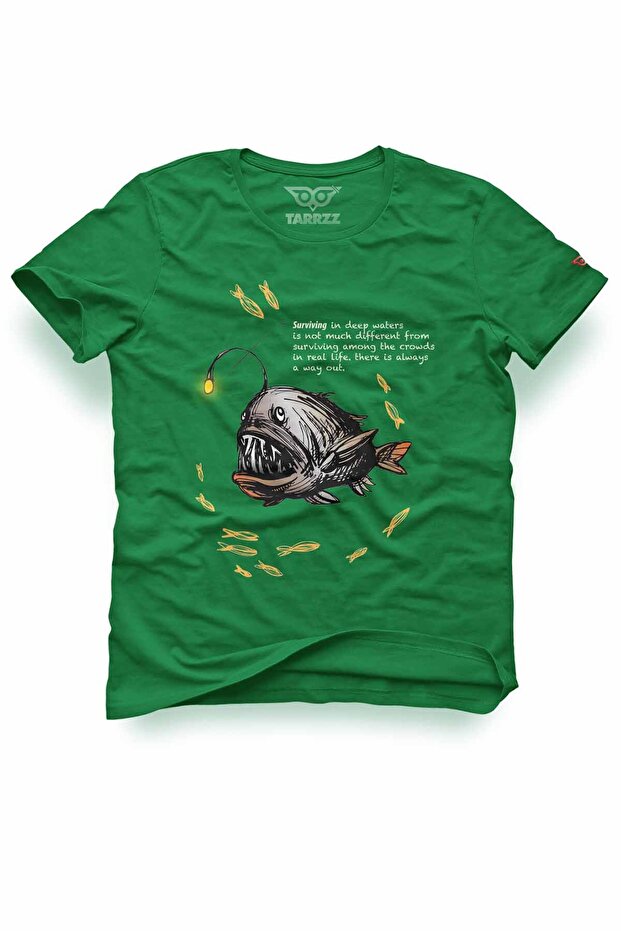 Unisex 100% Cotton Regular Fit Lantern Fish Printed T-Shirt - Life Light Design T-Shirt