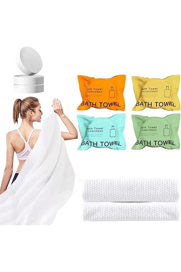 8Pcs Compressed Disposable Bath Towels, Individually Packed Large Non-Woven Travel Towel, Sof
