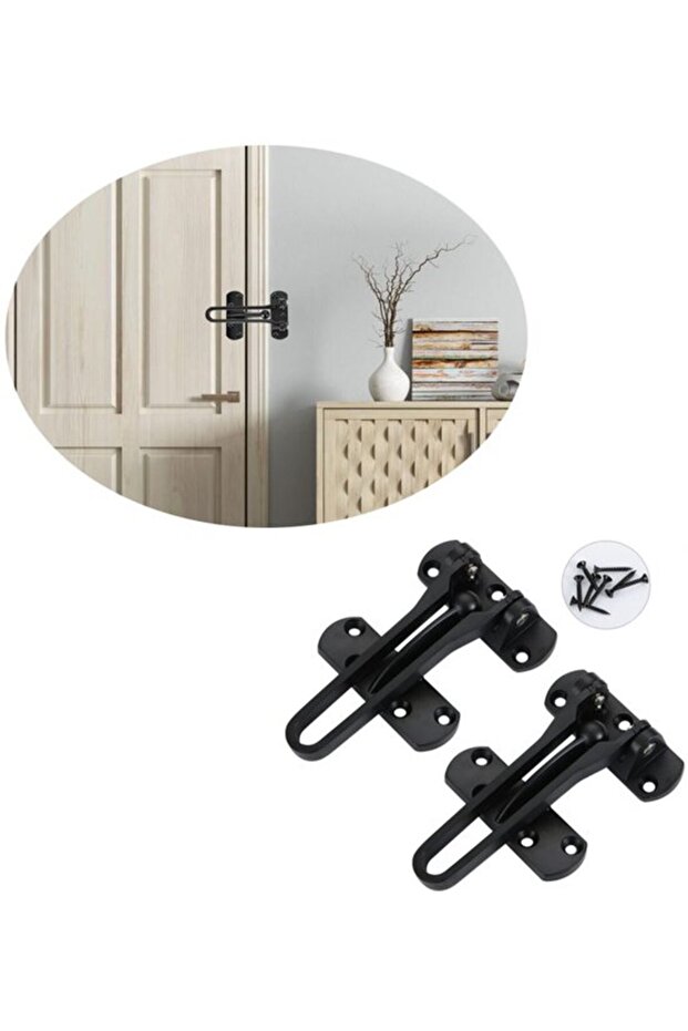 Sliding locks 2pc black with screws for interior doors.