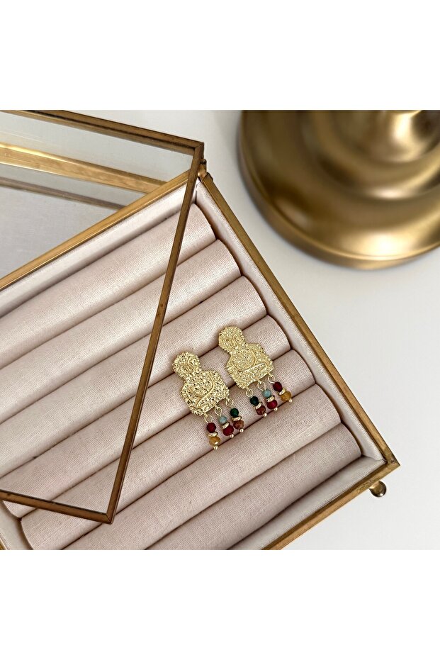 Gold Crushed Bead Earrings