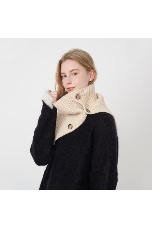 Knitted cashmere scarf women's off-shoulder cardigan decorative.