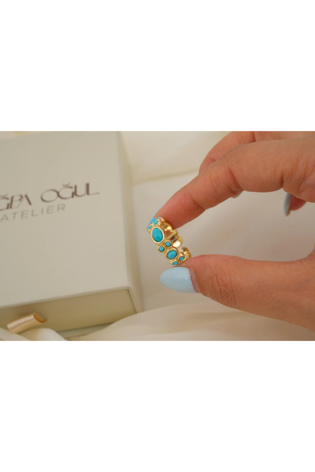 Yzk676 Oval Turquoise Stone Adjustable Ring