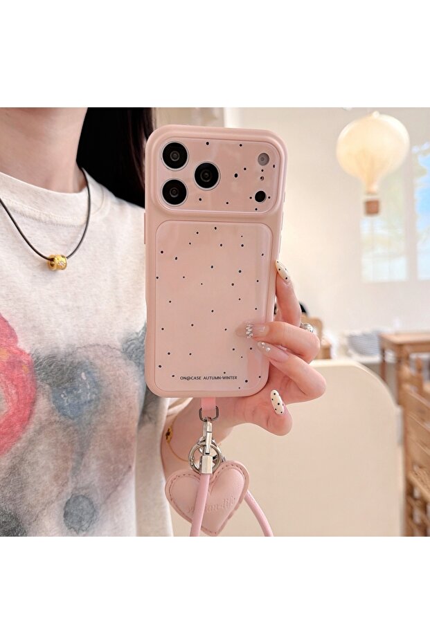 iPhone17 Pro Max Pink With Lanyard Fashion 4 Styles Splashing Ink Polka Dot Pattern With Lanyard Lar