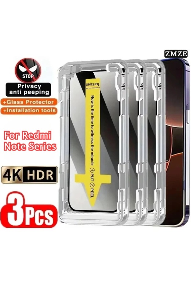 Redmi note 15 Anti Peeping 3 Pieces 3Pcs Dust Free Installation Privacy Tempered Glass for Redmi No