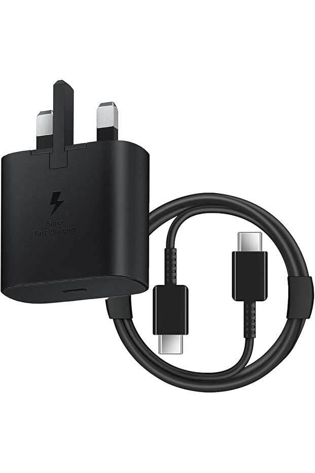 black UK British Standard Charger for Samsung, Super Fast USB C Charger and 2M/6FT Cable Power Adapt