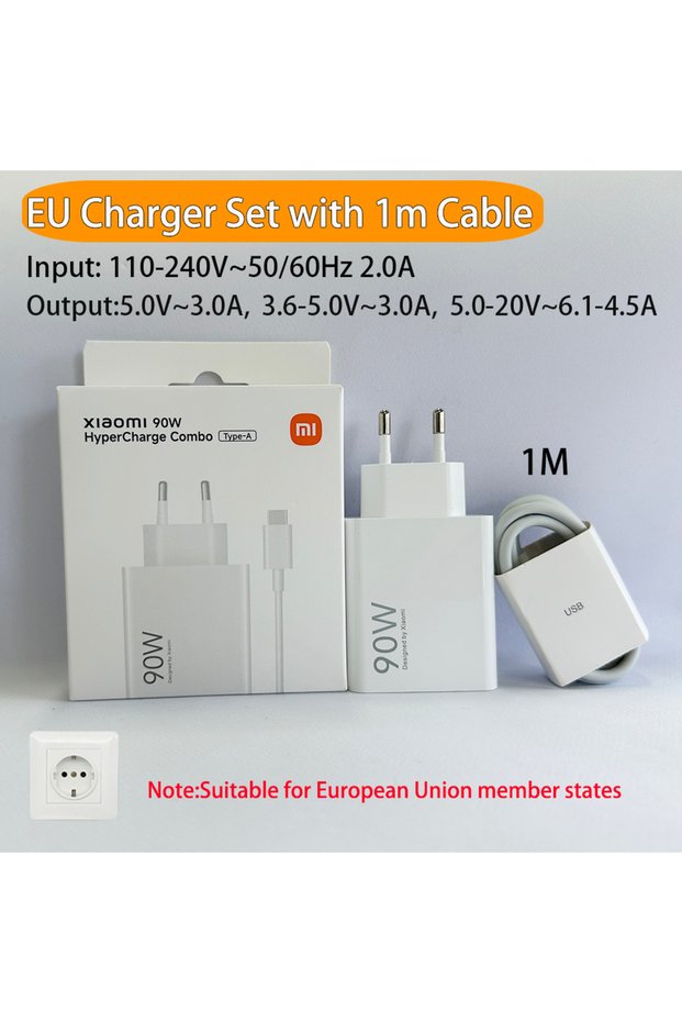 XIAOMI EU Plug Add 1m Original 90W XIAOMI Charger Poco Hypercharger Fast Charging Chargers Type C Mi