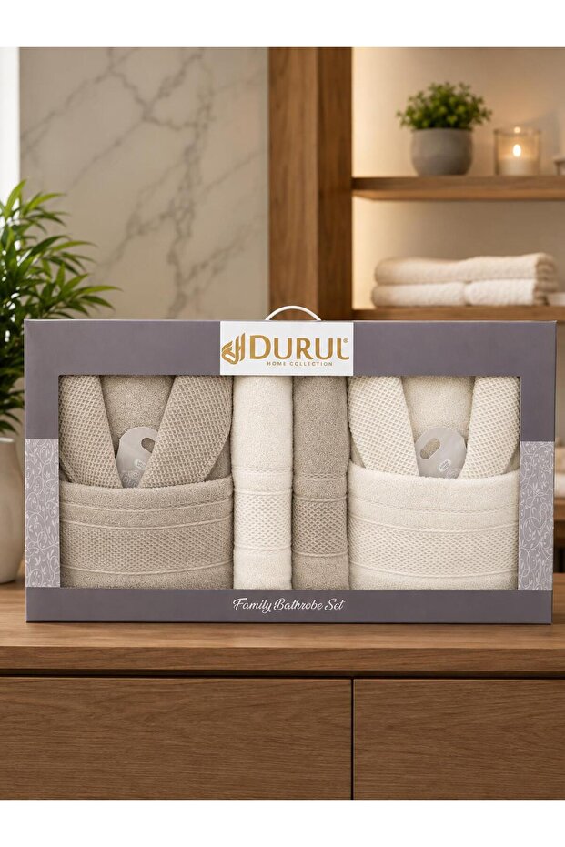 Armina 100% Cotton 8 Piece Family Bathrobe Set
