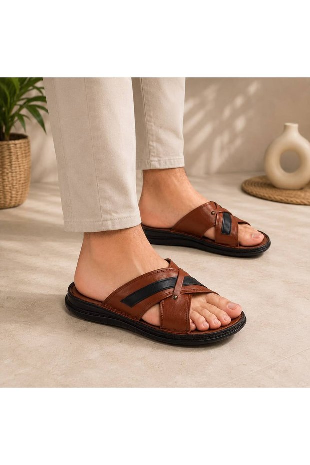 Men's Comfortable Cross-Strap Slippers 1223