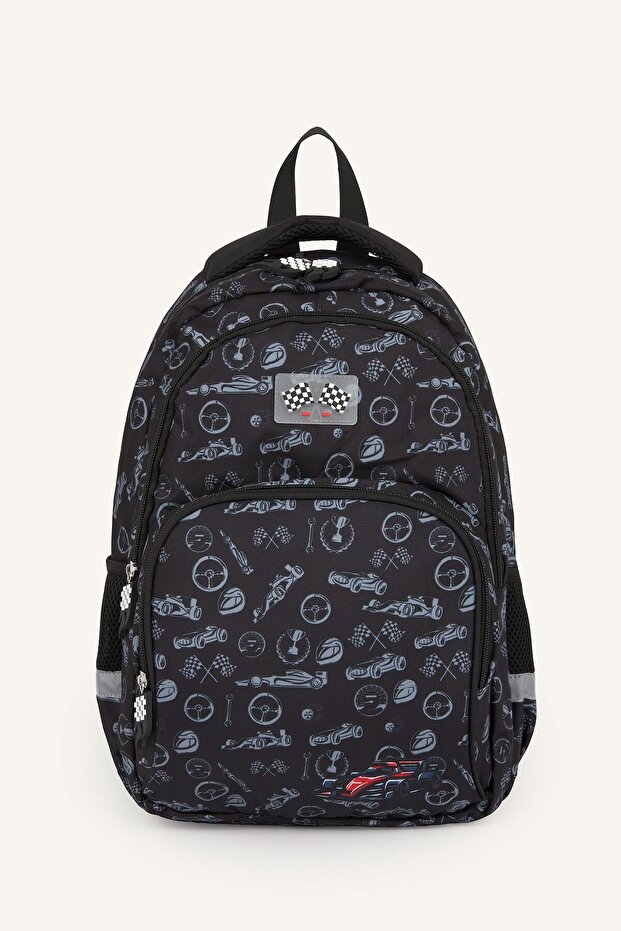 Unisex Automobile Patterned Zippered Backpack H9253A8Ns