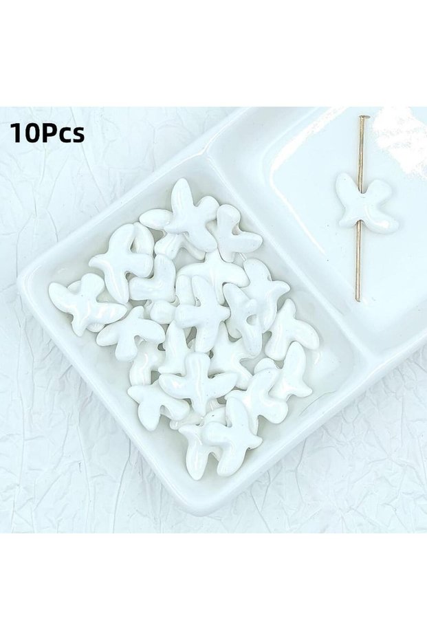 A2 10Pcs Ceramic Peace Dove Jewelry Beads Bird Pendant Charms DIY Accessories for Handmade Crafting