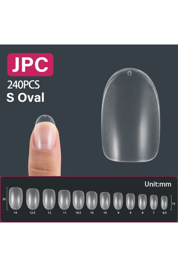 240PCS S OVAL 240/300Pcs Frosted Short Almond Oval Fake Nail Tips Full Cover Nail Gel French Balleri