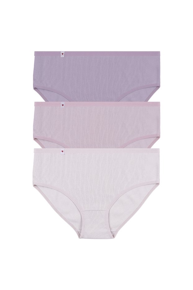 Women's 3-Piece Cotton Camisole Label Detailed High Waist Panties