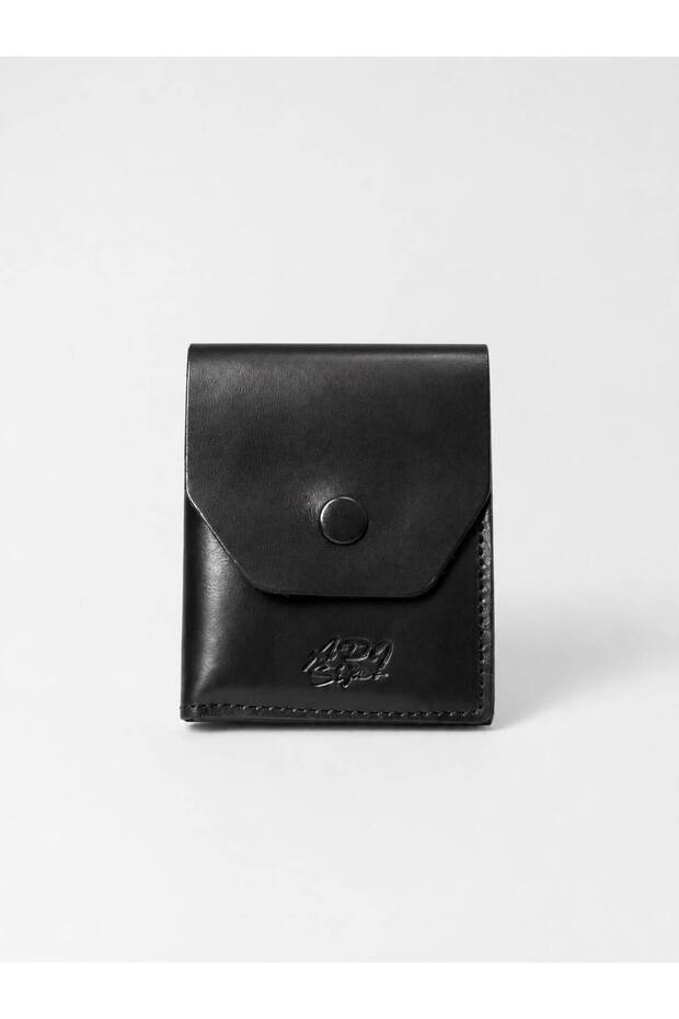 Vintage Brown Genuine Leather Snap Fastener Card Holder and Wallet