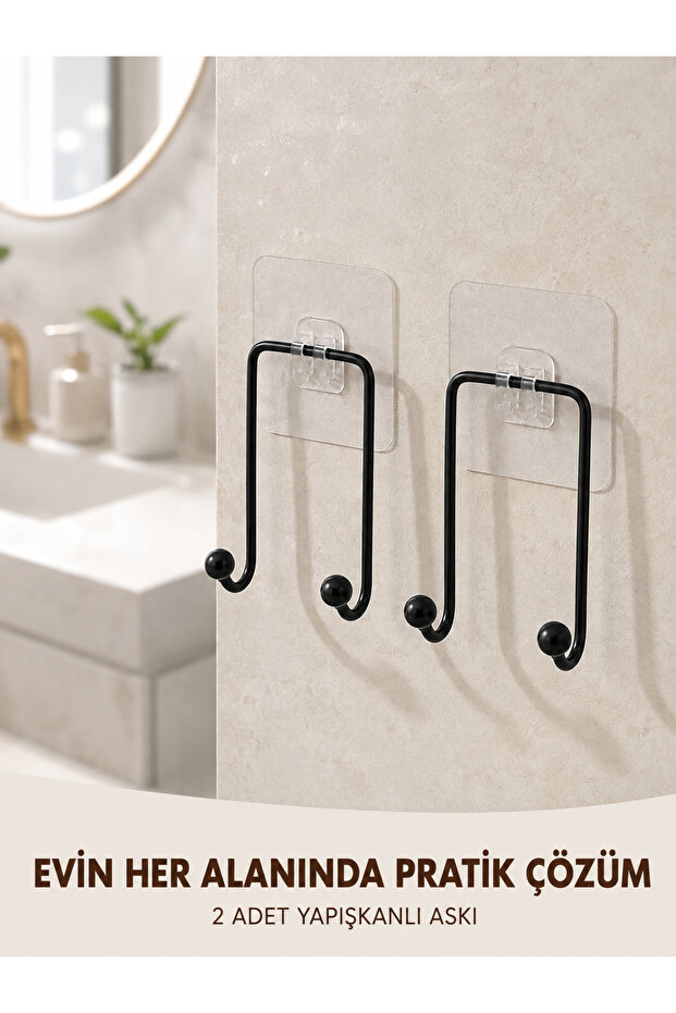 2-Pack Adhesive Wall Hanger for Kitchen, Bathroom and Home
