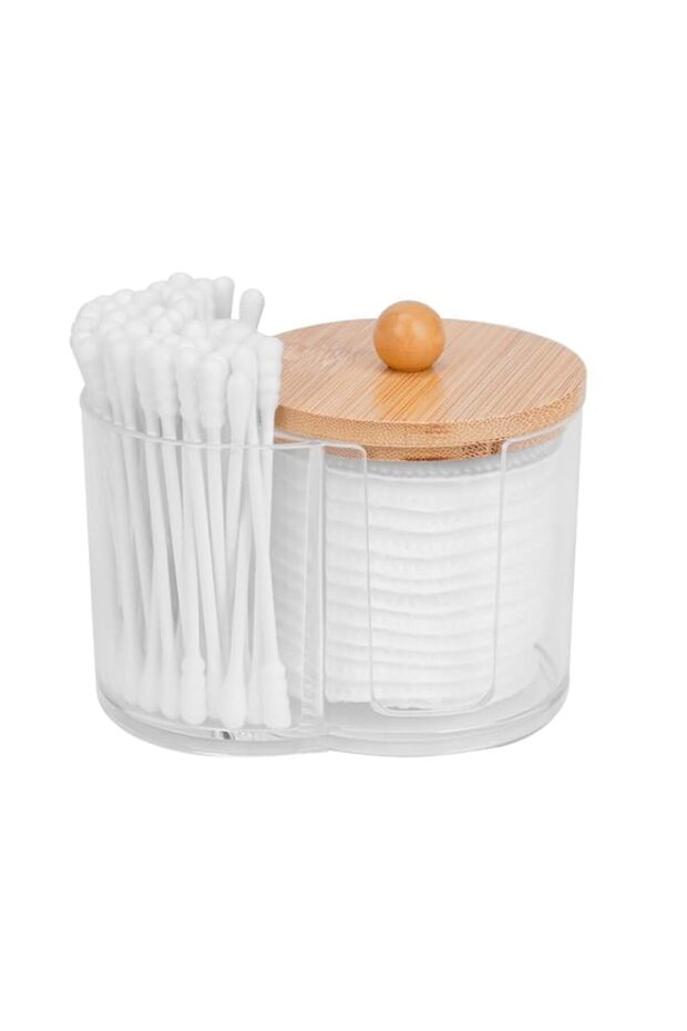 YelaJoy Swab Dispenser, Clear Pad Holder, Bathroom Storage Organizer, Cosmetic Container with Lid, Dustproof Vanity Makeup Organizer for Countertop and Dressing Table