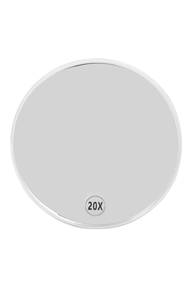 Portable Round Magnifying Mirror, 20X Magnification, White, Strong Suction Mount, for Bathroom
