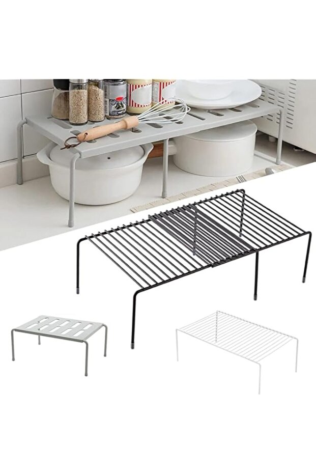 conobo Expandable Storage Rack, Set of 2 Kitchen Countertop Organizer Shelf, Cabinet Shelf Organizers Storage Rack Space Riser, Pantry Cupboard Shelf Home Organization and Storage (A)