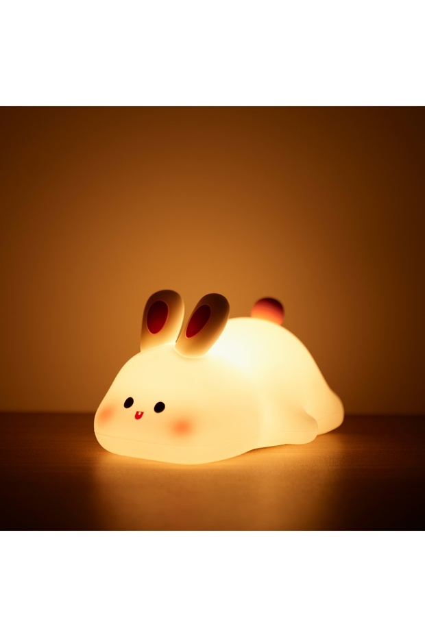 B LED Night Light Cute Rabbit Animal Cartoon Silicone Lamp Dimmable USB Rechargeable for Children K.