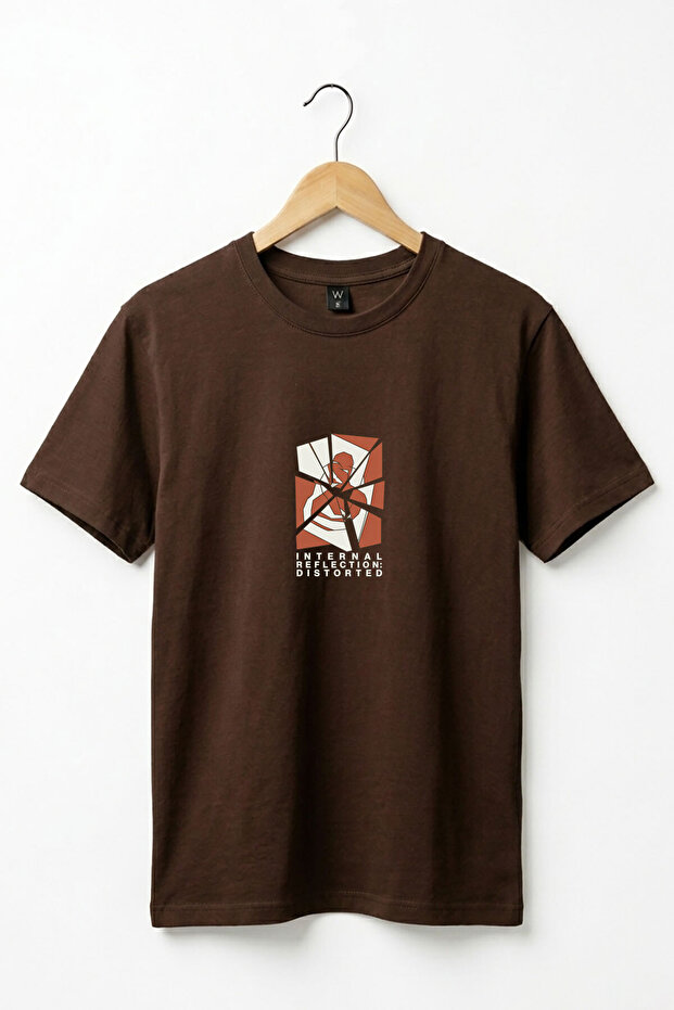 Internal Reflection Printed Minimalist Abstract Graphic Design 100% Cotton Basic T-Shirt
