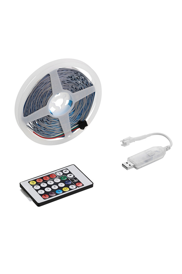 شريط إضاءة LED RGB بطول 15 متر - مع تطبيق بلوتوث وجهاز تحكم عن بعد بـ 24 زر - شريط قابل للقطع يعمل بالطاقة عبر USB