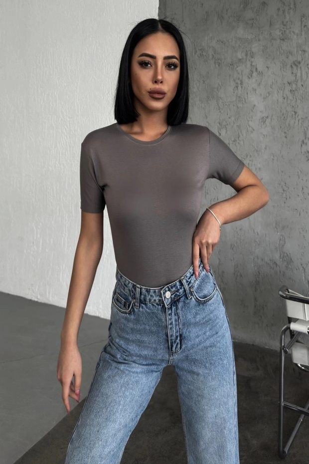 Comfortable and Stylish Short Sleeve Crew Neck Lycra Viscose Combed Cotton Body Smoked ()