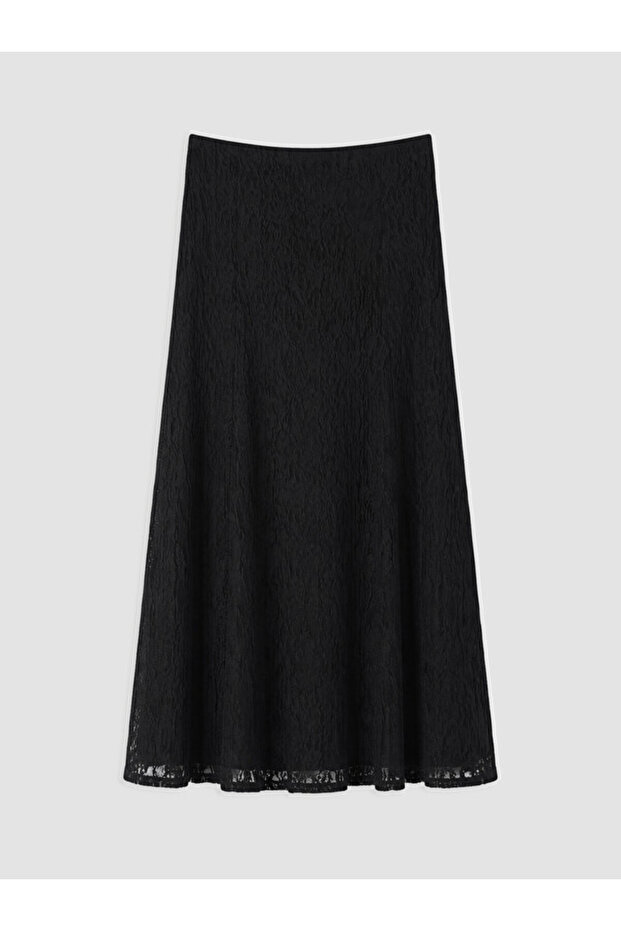 Esvab • Modern & Distinctive A-Line Skirt with Waist Drawstring and Lace