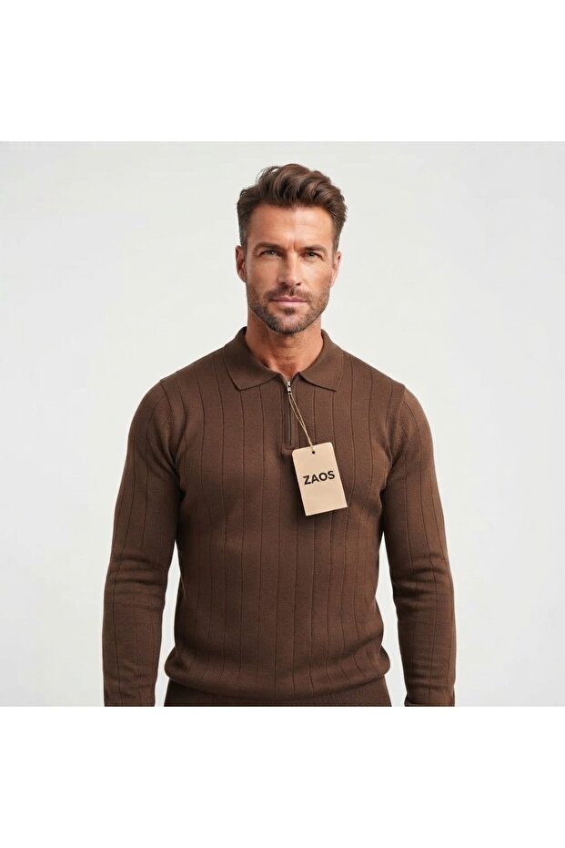 Men's Long-Sleeved Basic Polywool Knitwear Sweater Regular Fit