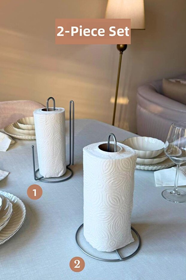 Set of 2 Matte Silver Vertical Paper Towel Holders Vertical Paper Towel Holder with Bracket Kitchen Set