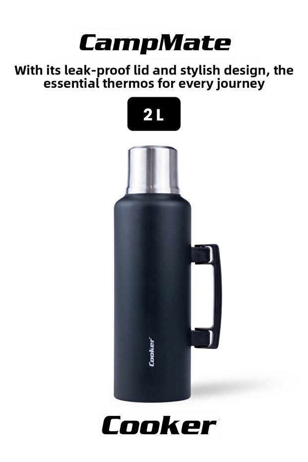 Campmate 2 Liter Stainless Steel Thermos Black Ckr2128