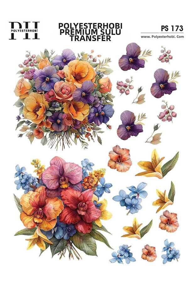 Premium Water Transfer 25X35 cm Flower Patterned Ps 173
