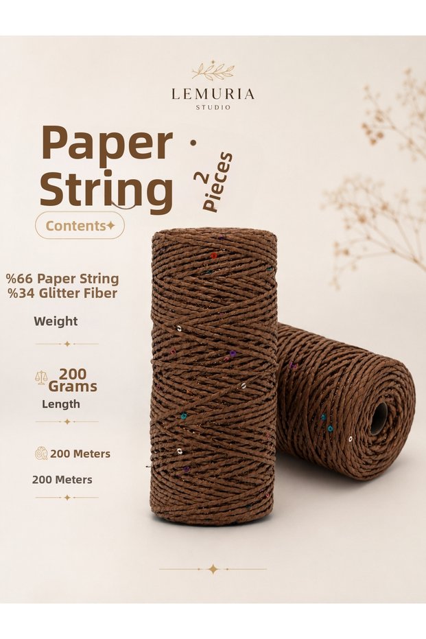 Paper Shine 2-Piece Premium Glittery Sequin Paper String Set - Crochet and Canvas Bag Gift Set