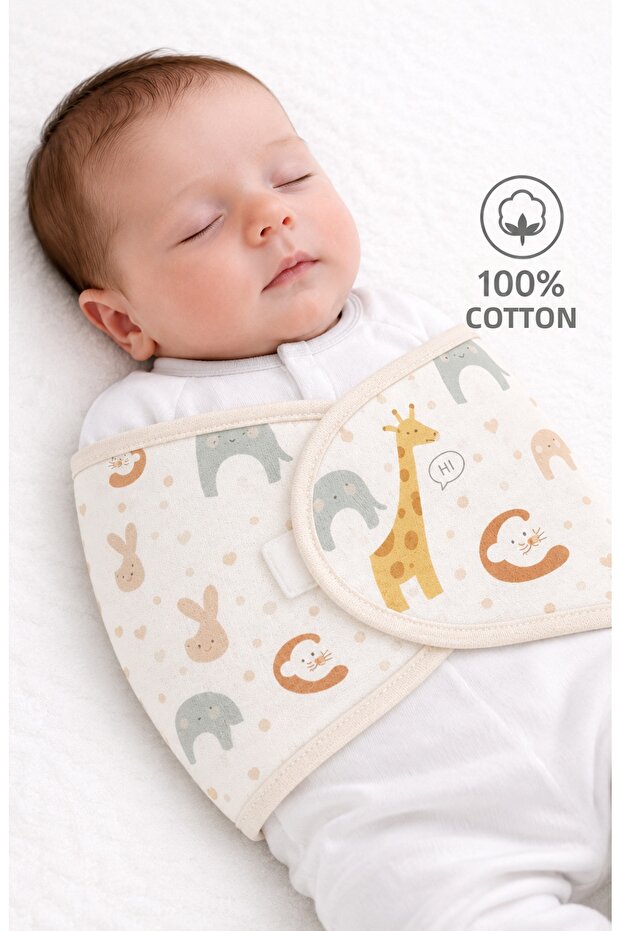 100% Cotton Newborn Swaddle - Soft Padded, Adjustable Velcro Baby Swaddle