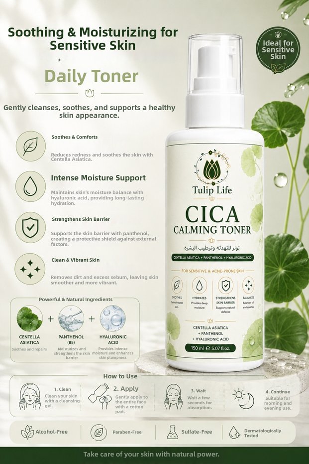 Cica Calming Toner – Soothing & Moisturizing Tonic for Sensitive Skin 150 ml