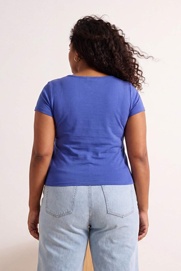 Saks Soft Yumuşak Kumaş Örme Büyük Beden Bluz TBBSS26AF00105 - 3